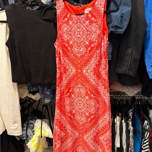 Eliza J Vibrant Orange  Paisley Midi Dress